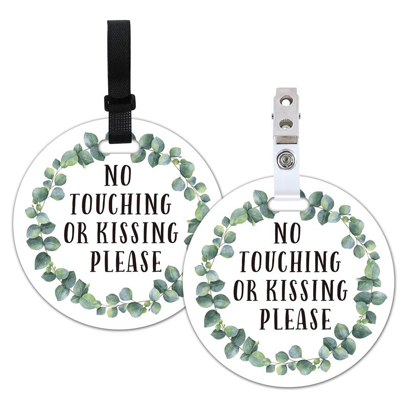 None/Brand Do Not Touch Baby Signs-Stroller Tag, 2 Pack Greenery No Touching or Kissing Baby Sign, Stop No Touching Baby Car Seat Sign or Stroller Tag for Newborn Baby (5 Inches) - Image 1