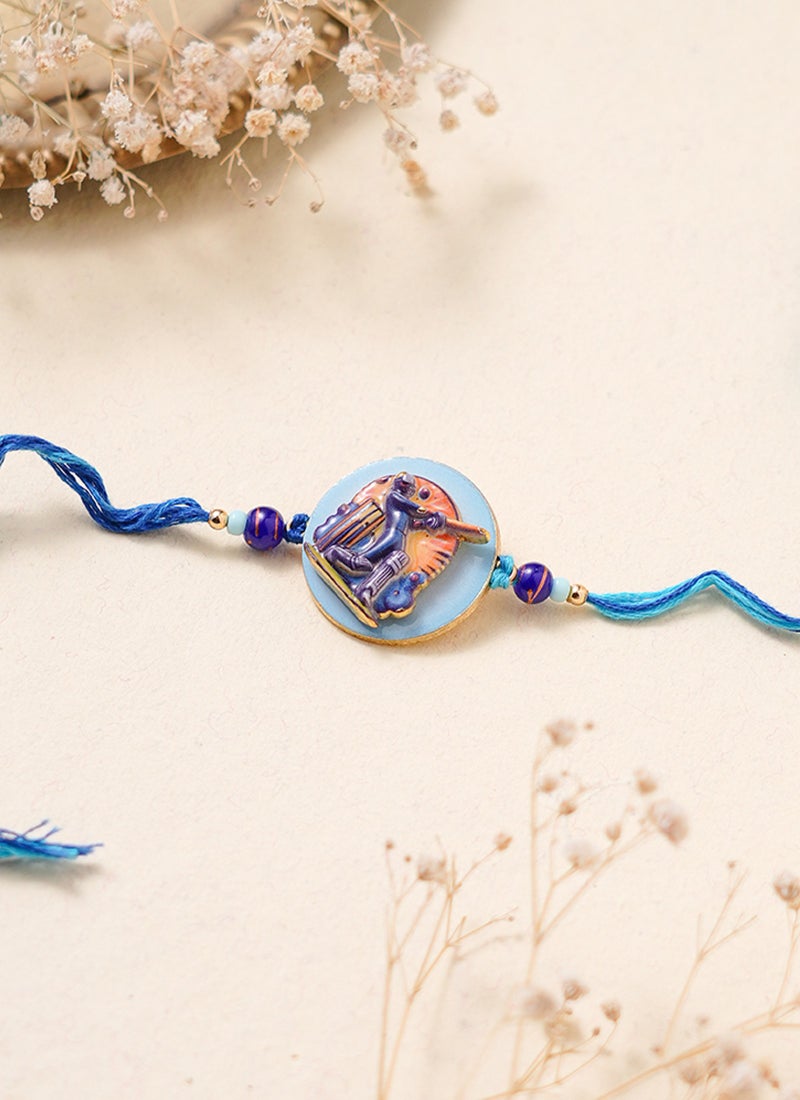 Madhoor Cricket Kids Rakhi Blue Designer Raksha Bandhan Thread ,Premium Handmade ,1 Piece-35 CM - Image 1