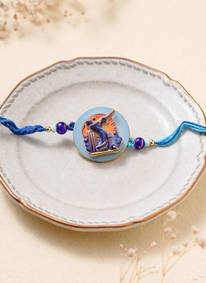 Madhoor Cricket Kids Rakhi Blue Designer Raksha Bandhan Thread ,Premium Handmade ,1 Piece-35 CM - Image 3