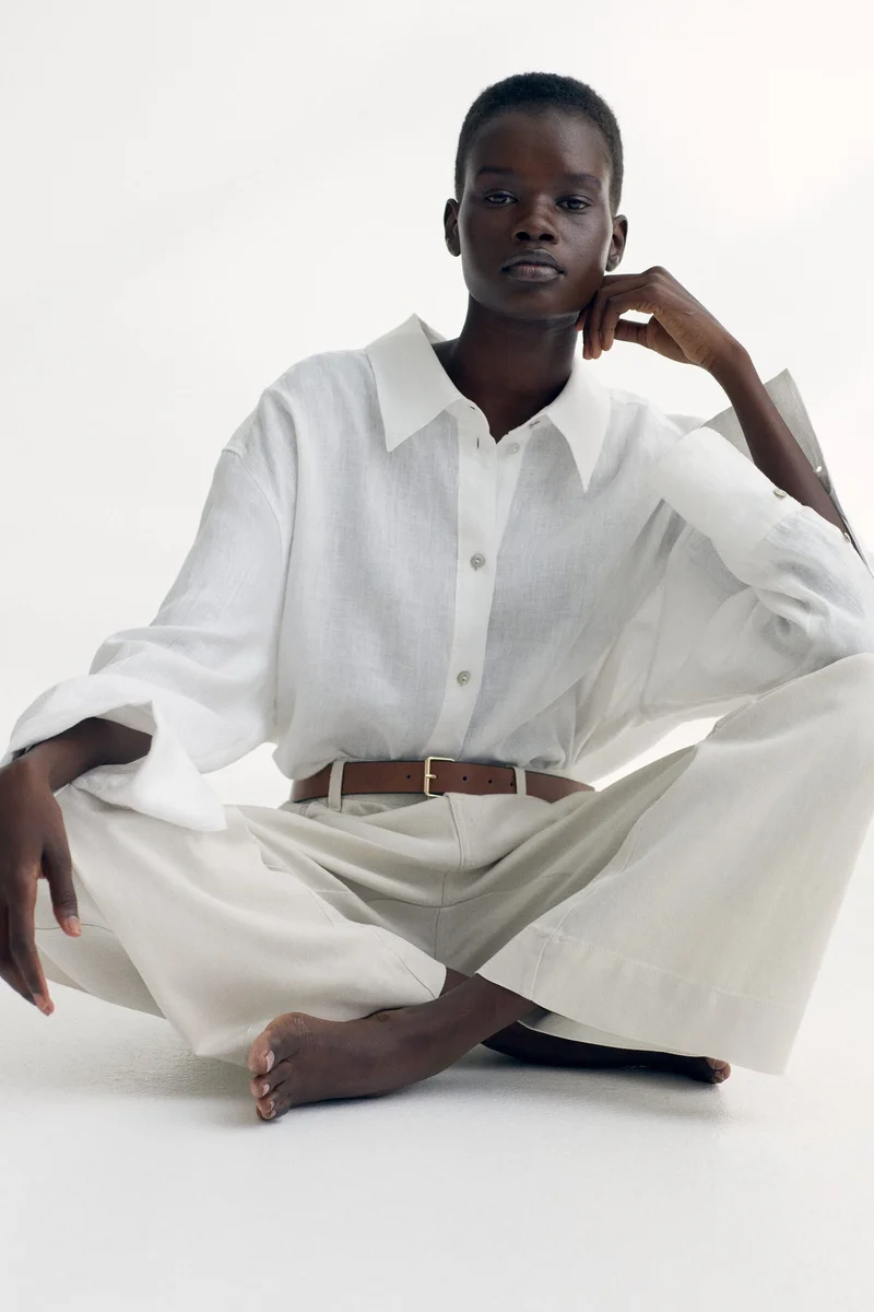 H&M Belted twill trousers