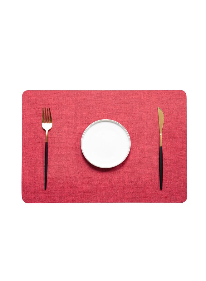 2025 Style Leather Placemat Waterproof Oil-Proof Heat Insulation Mat Hotel Premium Table Mat Nordic Ins Style Western Placemat-Color:Rounded Corners-red-5#-Specifications:43cm×30cm - Image 1