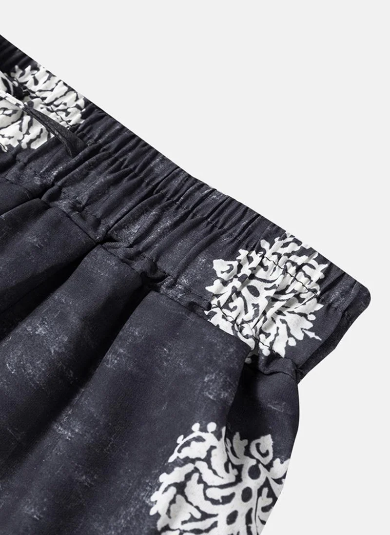 YUNIQEE Black Printed Casual Trousers