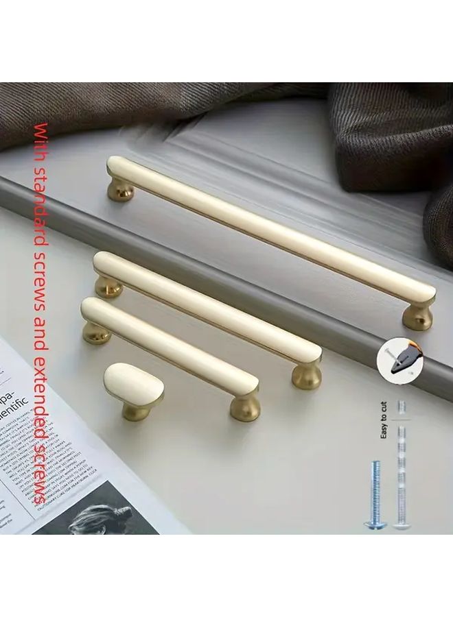Single Hole Modern Minimalist Aluminum Alloy Cabinet Drawer Pulls Golden Kitchen Handles - Image 1