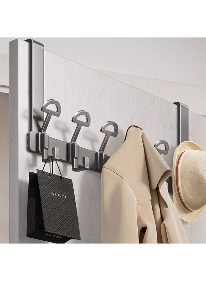 Aluminium Over The Door Hooks No Drilling Coat Bag Hat Door Hanger Rack With 6 Hooks Easy To Install Heavy Duty Towel Hanging Hook For Bathroom Kitchen Home - Image 4