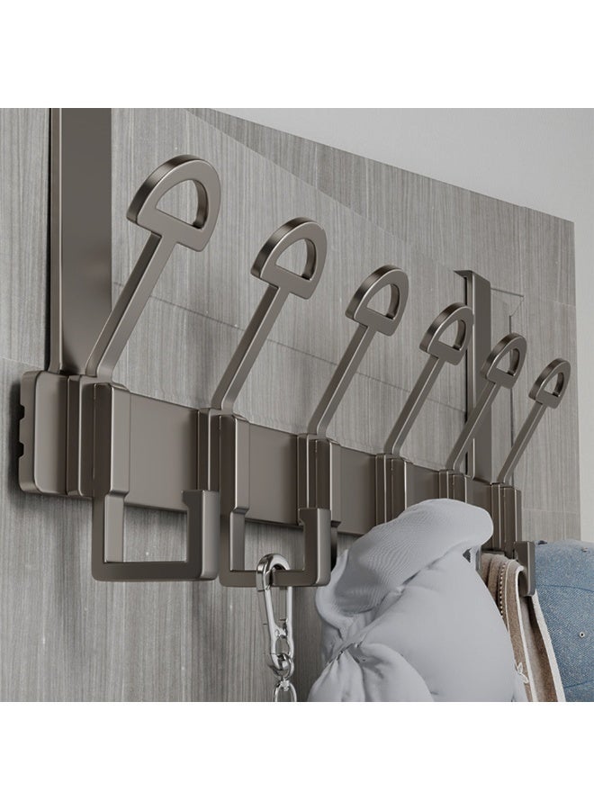Aluminium Over The Door Hooks No Drilling Coat Bag Hat Door Hanger Rack With 6 Hooks Easy To Install Heavy Duty Towel Hanging Hook For Bathroom Kitchen Home - Image 1
