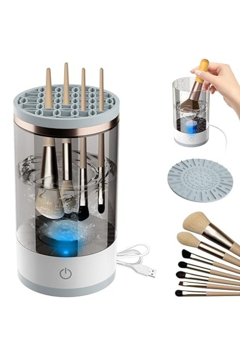 Arabest Makeup Brush Cleaner, Rechargeable Makeup Brush Cleaner, Visual Cleaning Machine, USB, with Brush Clean Mat, Portable, for Most Brush Sizes (Grey) - Image 1