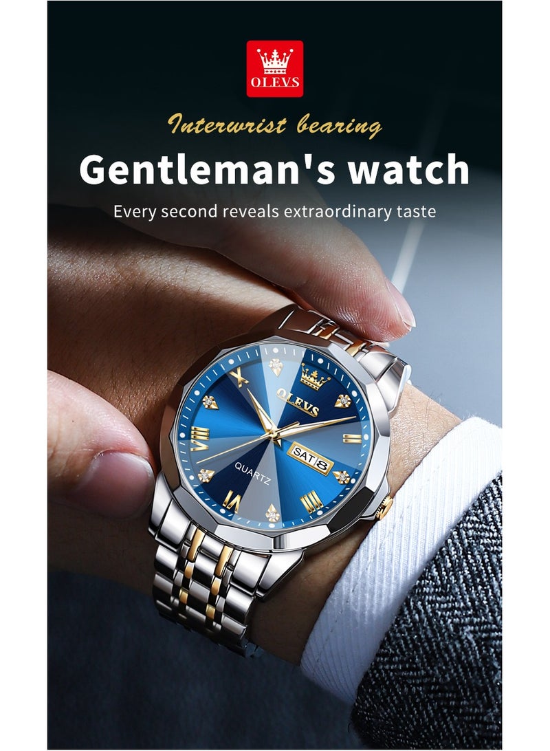 أوليفز ساعات OLEVS للرجال، ساعة يد كاجوال أنيقة، كوارتز تناظرية من الفولاذ المقاوم للصدأ، مقاومة للماء، مضيئة، التاريخ - Image 4