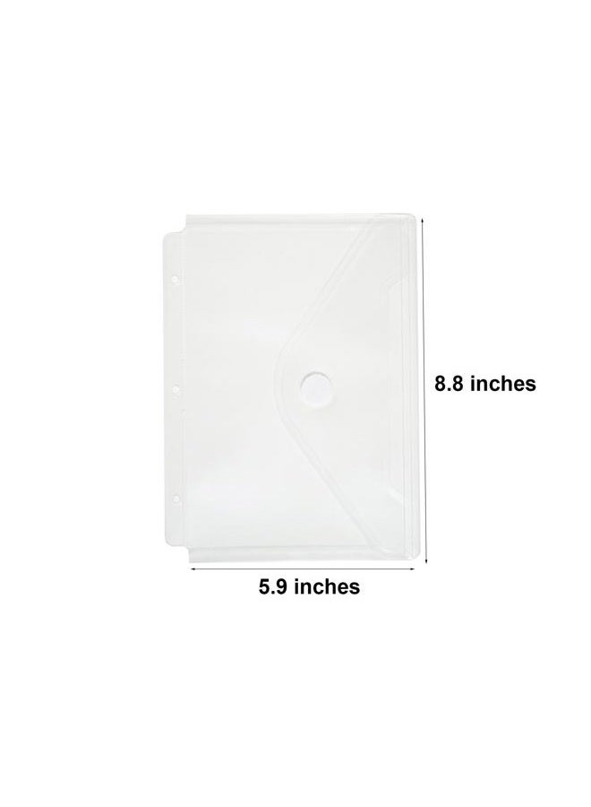 YESSART Plastic 3 Ring Binder Pockets Clear Pouches for 5.5'' x 8.5'' Paper Folder Organizer Hook Loop Closure 10 Pack - Image 2
