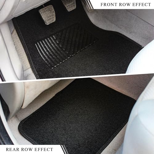 MUQIDA 4PCS Car Floor Mats, Anti-Slip Waterproof Car Carpets with Safety Heel Pad, Heavy Duty Floor Mat for All Weather Protection, Universal Trim to Fit for Sedans Trucks SUVs (Black) - Image 4