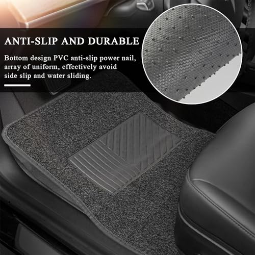 MUQIDA 4PCS Car Floor Mats, Anti-Slip Waterproof Car Carpets with Safety Heel Pad, Heavy Duty Floor Mat for All Weather Protection, Universal Trim to Fit for Sedans Trucks SUVs (Black) - Image 3