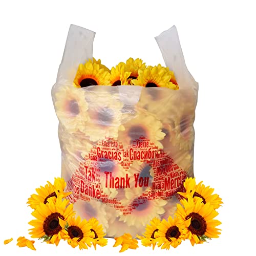 Aihonmin Thank You T-Shirt Merchandise Bags Pack of 200 Reusable and Disposable Grocery Shopping Bags 12" x 6.5" x 20" 30 mic White for Small Business, Take Out / To Go Restaurant - Image 2