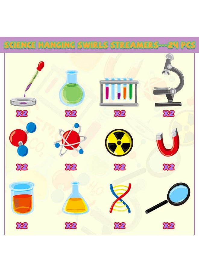 Civaner - 66 Pieces Science Birthday Party Decorations 42 Pieces Science Themed Balloons Math Latex Balloons 24 Pieces Science Hanging Swirls Chemistry Laboratory Streamers Decorations For Lab School Classroom - Image 1