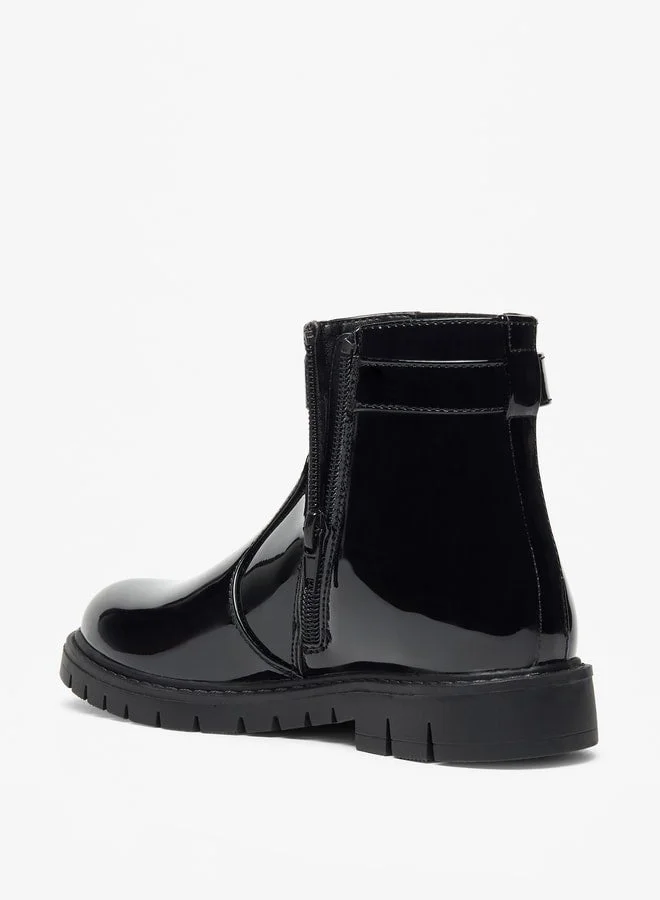 Flora Bella By Shoexpress Girl's Heart Accent High Cut Boots with Zip Closure