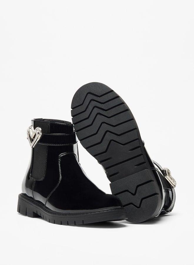 Flora Bella By Shoexpress Girl's Heart Accent High Cut Boots with Zip Closure - Image 4