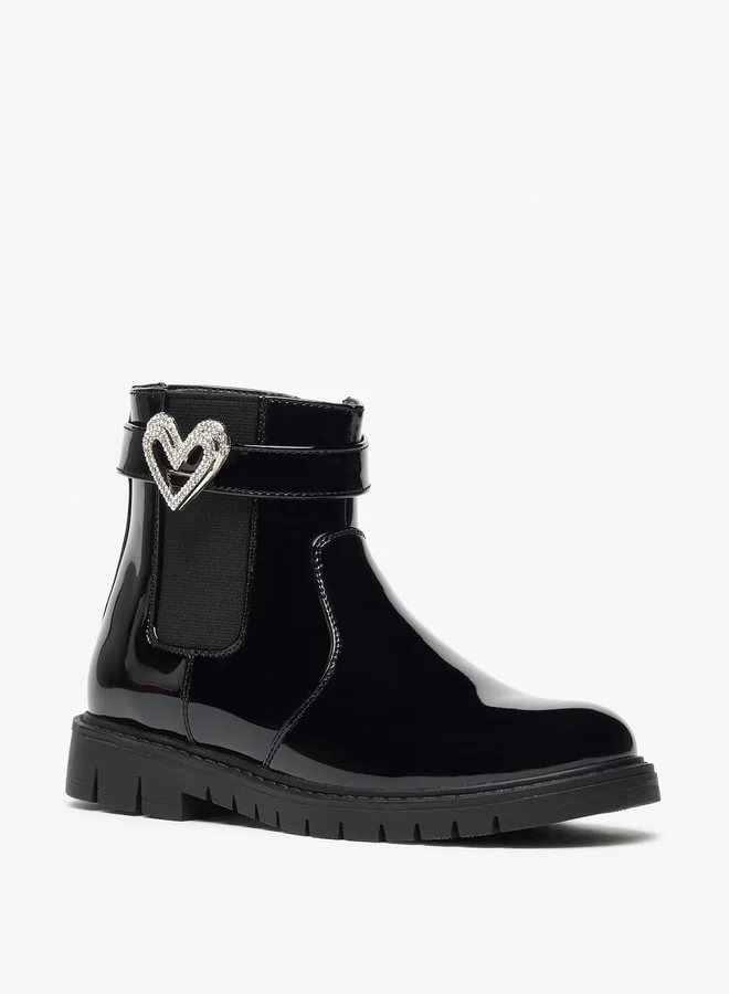 Flora Bella By Shoexpress Girl's Heart Accent High Cut Boots with Zip Closure