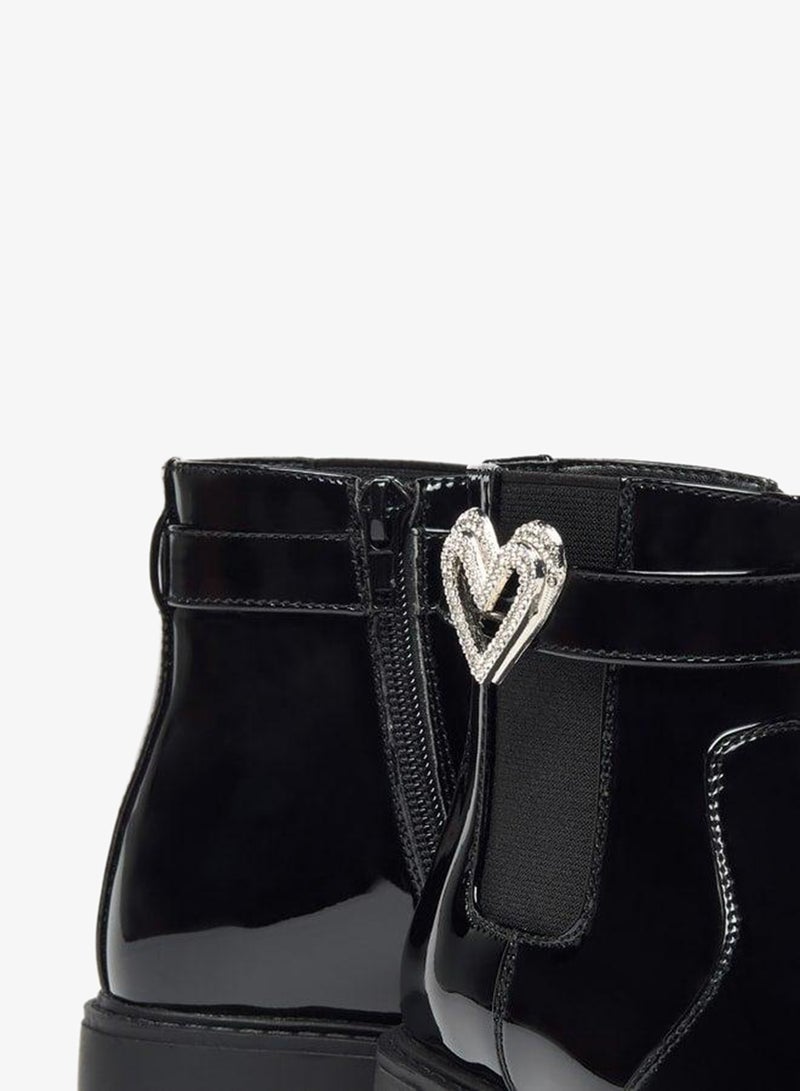 Flora Bella By Shoexpress Girl's Heart Accent High Cut Boots with Zip Closure - Image 5