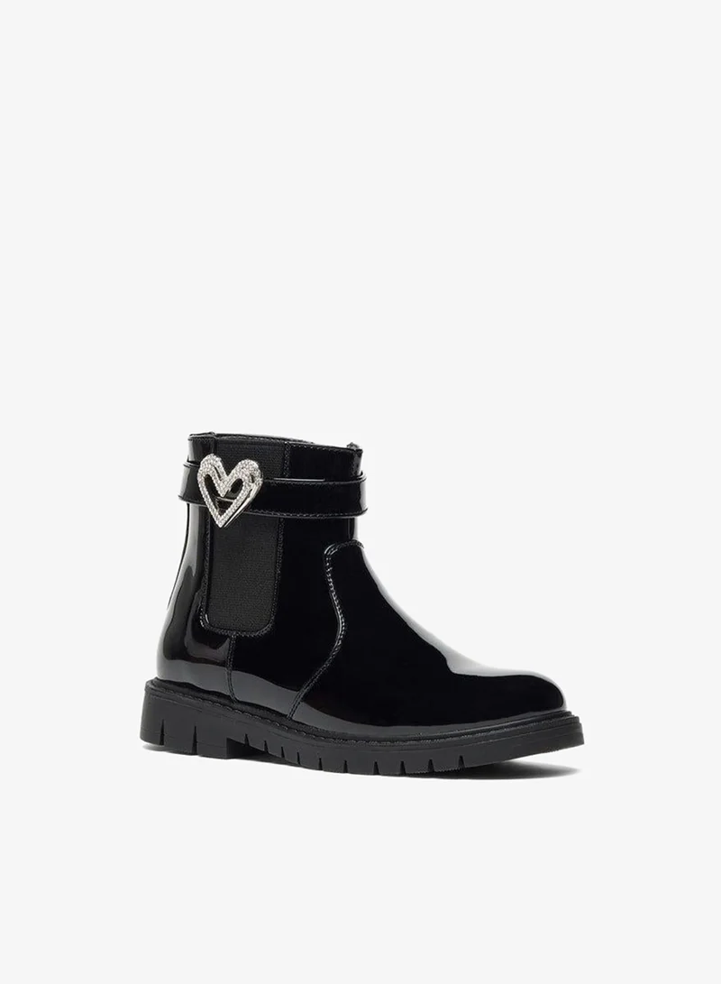 Girl's Heart Accent High Cut Boots with Zip Closure