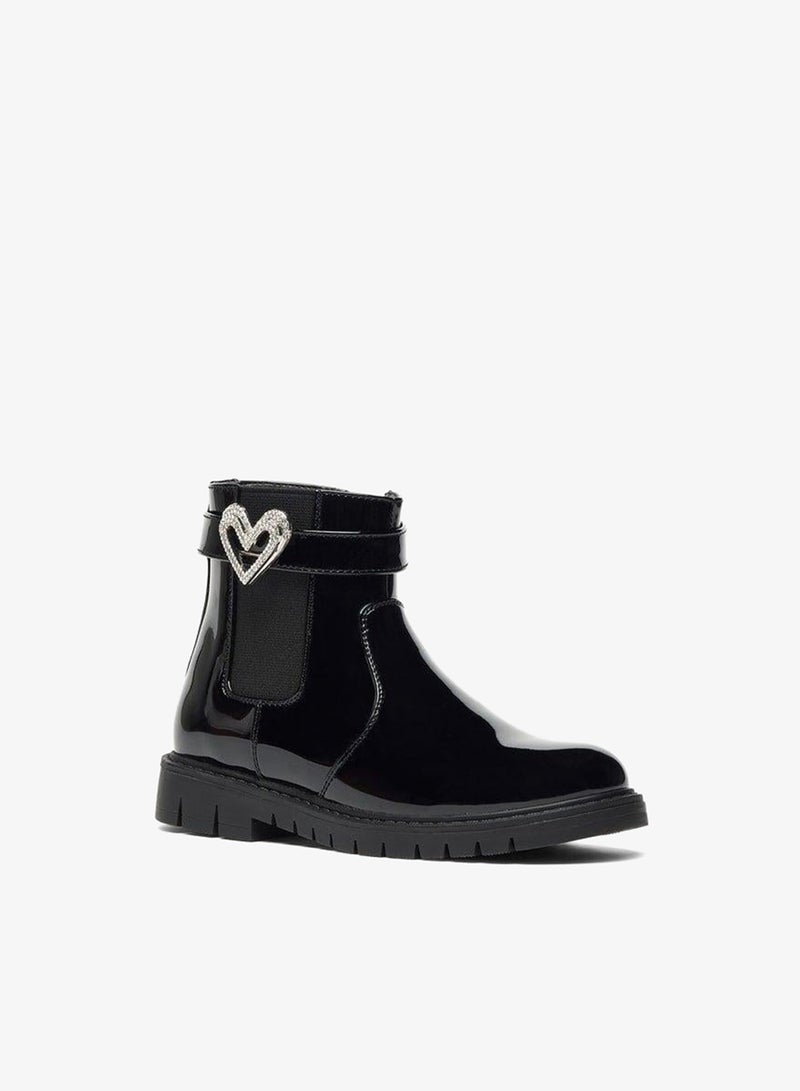 Flora Bella By Shoexpress Girl's Heart Accent High Cut Boots with Zip Closure - Image 1