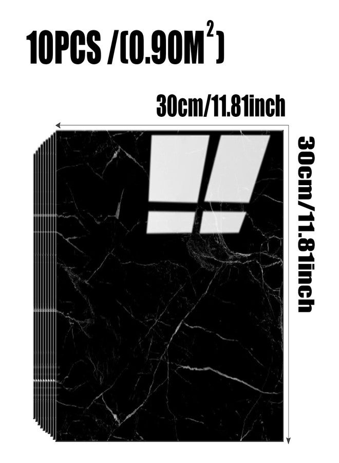Chejiaye Shower Wall Panels Peel and Stick,Marble Wall Panels for Interior Decor,Backsplash Tile for Kitchen Showers Bathrooms Living Rooms 11.8"x11.8"in 10Pcs,Black (Not Real Tile,9.7 Sq.ft) - Image 4