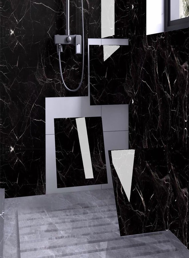 Chejiaye Shower Wall Panels Peel and Stick,Marble Wall Panels for Interior Decor,Backsplash Tile for Kitchen Showers Bathrooms Living Rooms 11.8"x11.8"in 10Pcs,Black (Not Real Tile,9.7 Sq.ft) - Image 1