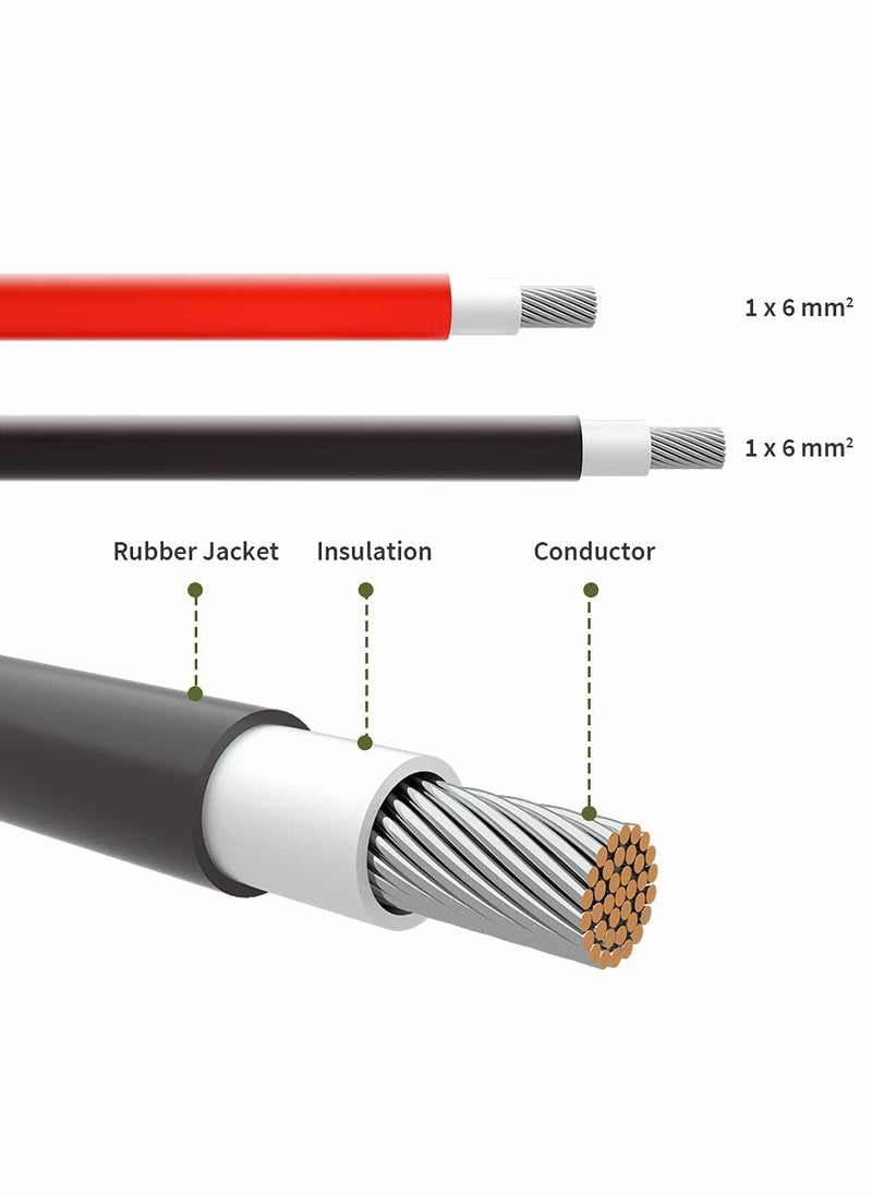 Generic Solar Panel Extension Cable, Solar Panel Adapter with Female and Male Waterproof Connector, 10FT 10AWG Extension Cord for Power Generation (Red, Black)  - Image 2
