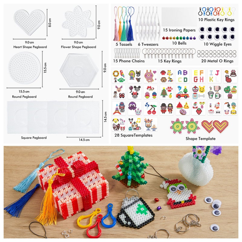 INSCRAFT Fuse Beads, 33000pcs Fuse Beads Kit for Kids, 33 Color 5MM Iron Beads Set with 150 Patterns, 8 Pegboards, 15 Ironing Paper, 6 Tweezers, 85 accessories, Craft Kits Gifts for Birthday Christmas - Image 2