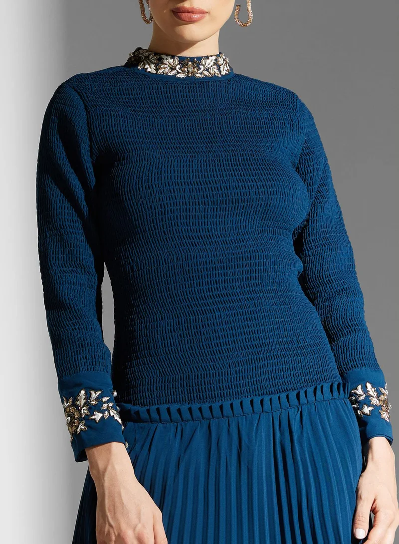 Threadz by Ajooni Plisse Embellished Dress