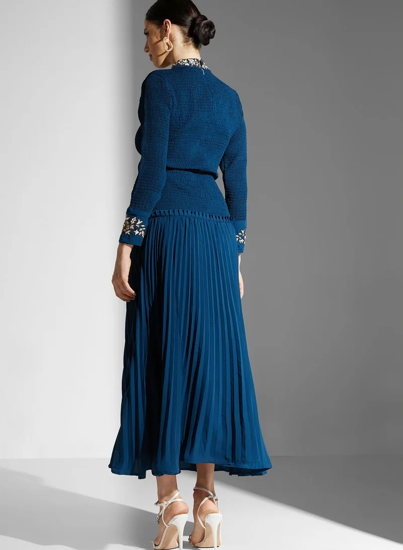Threadz by Ajooni Plisse Embellished Dress