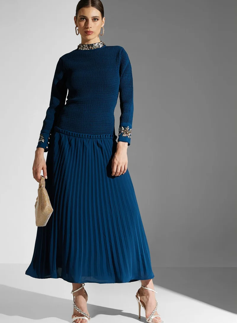 Threadz by Ajooni Plisse Embellished Dress