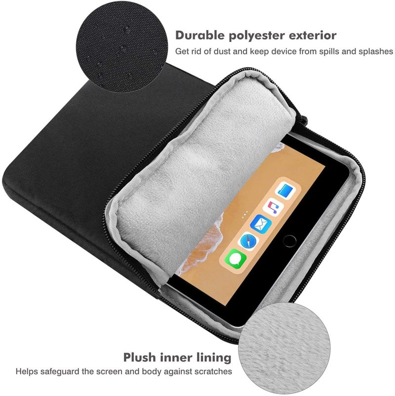 MOCA 7-8 Inch Tablet Sleeve Case, Universal Protective Pouch for iPad mini 6 8.3 and Galaxy Tab 8 Inch, Shockproof Soft Lining, Slim Lightweight Zipper Tablet Carrying Bag (Black) - Image 2