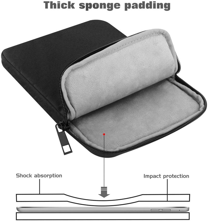 MOCA 7-8 Inch Tablet Sleeve Case, Universal Protective Pouch for iPad mini 6 8.3 and Galaxy Tab 8 Inch, Shockproof Soft Lining, Slim Lightweight Zipper Tablet Carrying Bag (Black) - Image 3