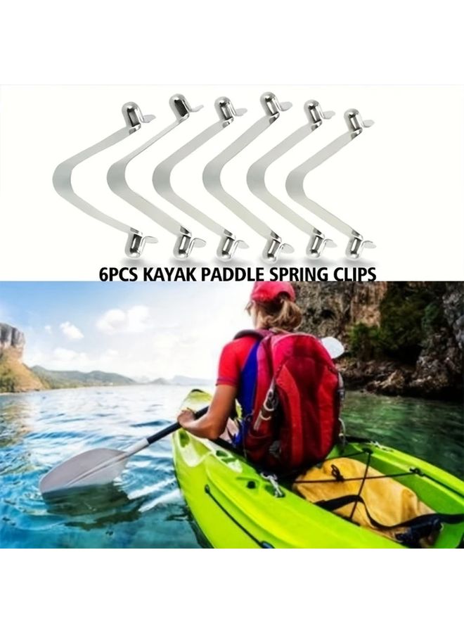 6 قطع من مشابك ربيع المجذاف الفولاذ المقاوم للصدأ قابلة للتعديل 6.3 ملم دبوس واحد ملحقات الرياضات المائية - Image 2