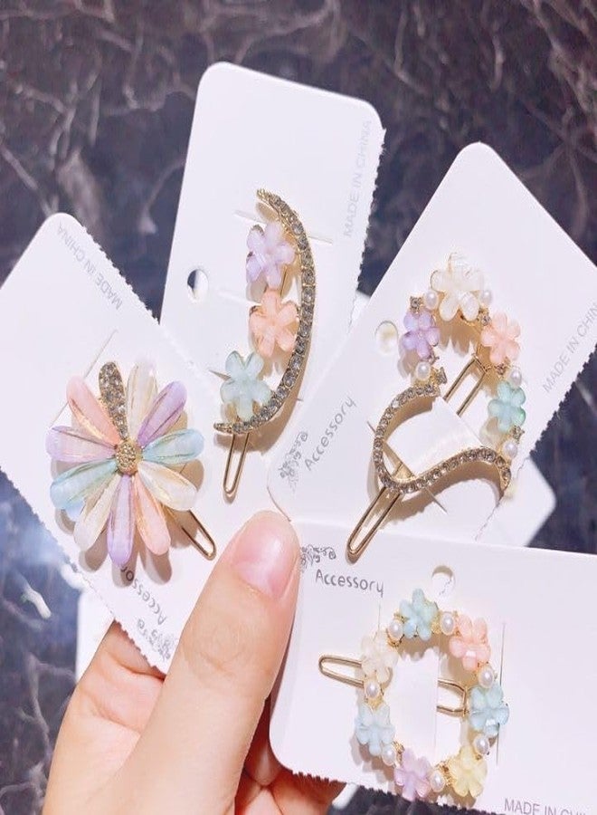 Calitate24 Metal Hair Clips Barrettes Pins For Women's Geometric Shape Hollow Hairpin Korean Clips Hair Clip Clamps,Pearl Metal Clips For Girls (Combo Pack Of 4 Exact Design), Multicolor - Image 2