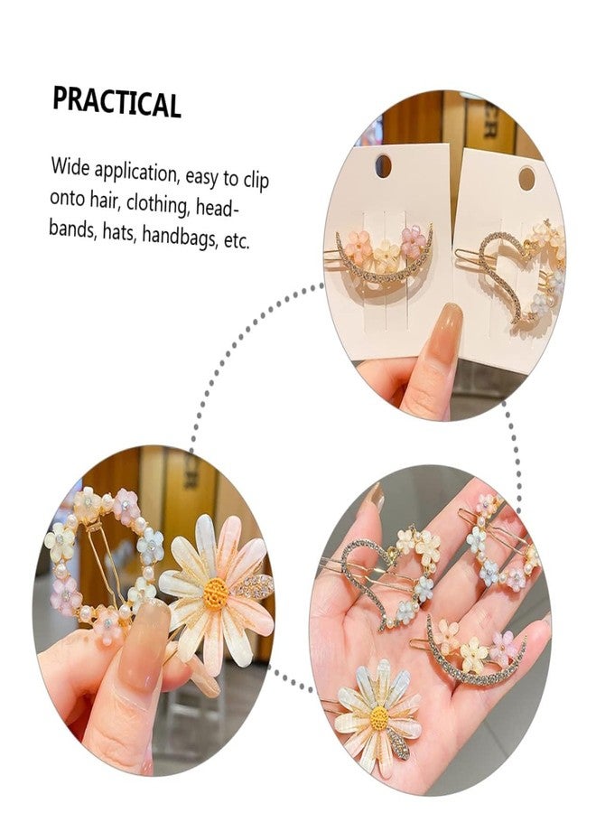 Calitate24 Metal Hair Clips Barrettes Pins For Women's Geometric Shape Hollow Hairpin Korean Clips Hair Clip Clamps,Pearl Metal Clips For Girls (Combo Pack Of 4 Exact Design), Multicolor - Image 3