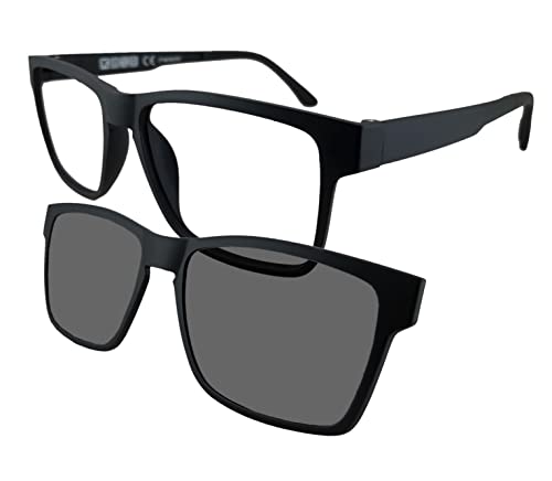 Circleperson Men Women Magnetic glasses polarized clip on sunshade RX-able 53-17 (Black, Polarized dark gray clip on) - Image 1