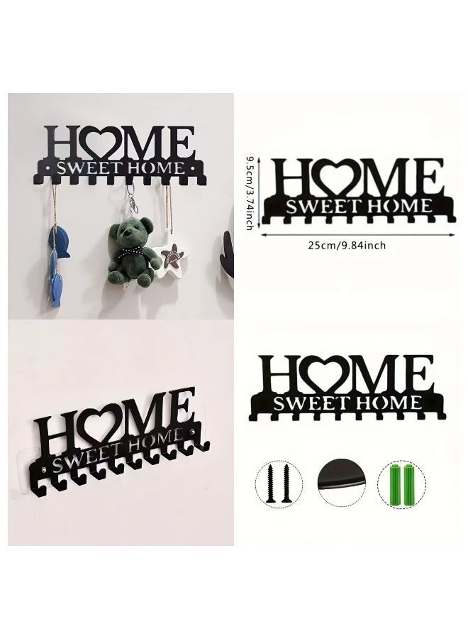 حامل مفاتيح منظم خطافات رف معلق على الحائط مع براغي ومثبتات، ديكور حائطي معدني للمنزل، مدخل، باب أمامي، مطبخ، مدخل، جراج، غرفة طينية، مكتب (منزل) - Image 5