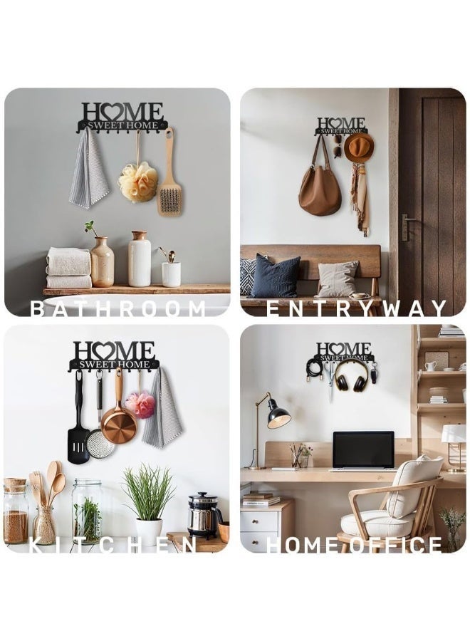 حامل مفاتيح منظم خطافات رف معلق على الحائط مع براغي ومثبتات، ديكور حائطي معدني للمنزل، مدخل، باب أمامي، مطبخ، مدخل، جراج، غرفة طينية، مكتب (منزل) - Image 4