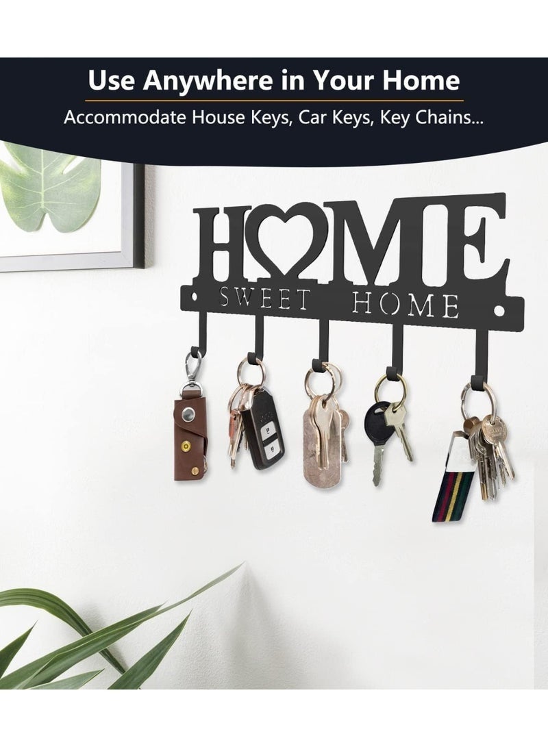 حامل مفاتيح منظم خطافات رف معلق على الحائط مع براغي ومثبتات، ديكور حائطي معدني للمنزل، مدخل، باب أمامي، مطبخ، مدخل، جراج، غرفة طينية، مكتب (منزل) - Image 3