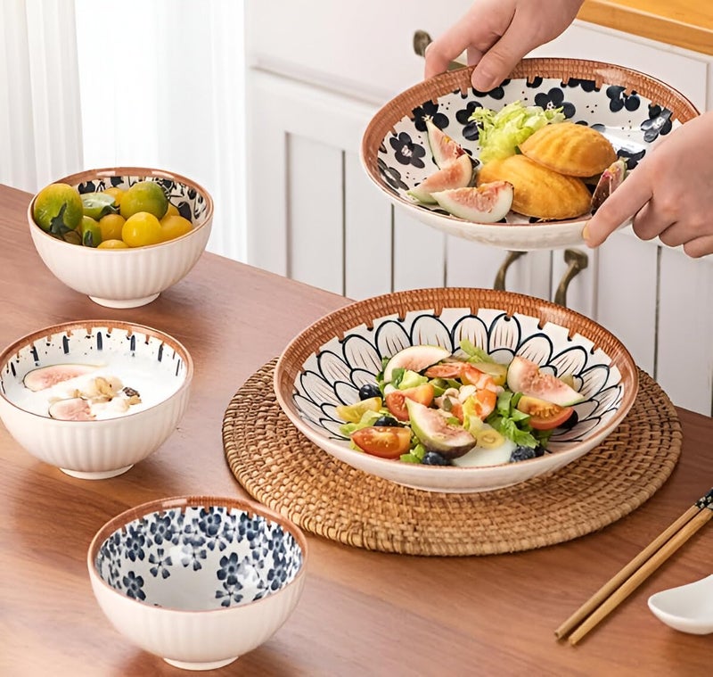 JENINA'S JENINA’S 14 Pieces Ceramic Bowls and Plates Set, with Chopstick and Spoon, Quality Porcelain, Dishwasher Safe, Japanese Style Dinnerware Set with Gift Box Packed - Image 4