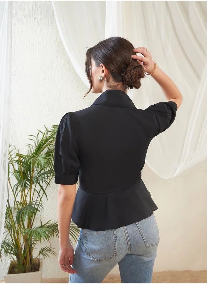 SASSAFRAS Frill Detail Shirt Style Blouse by Styli