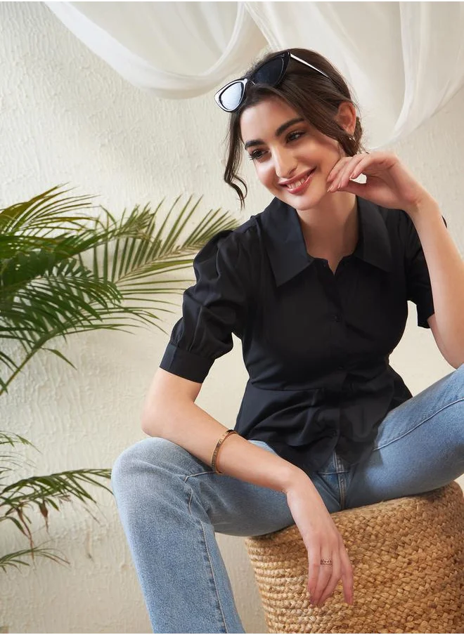 SASSAFRAS Frill Detail Shirt Style Blouse by Styli