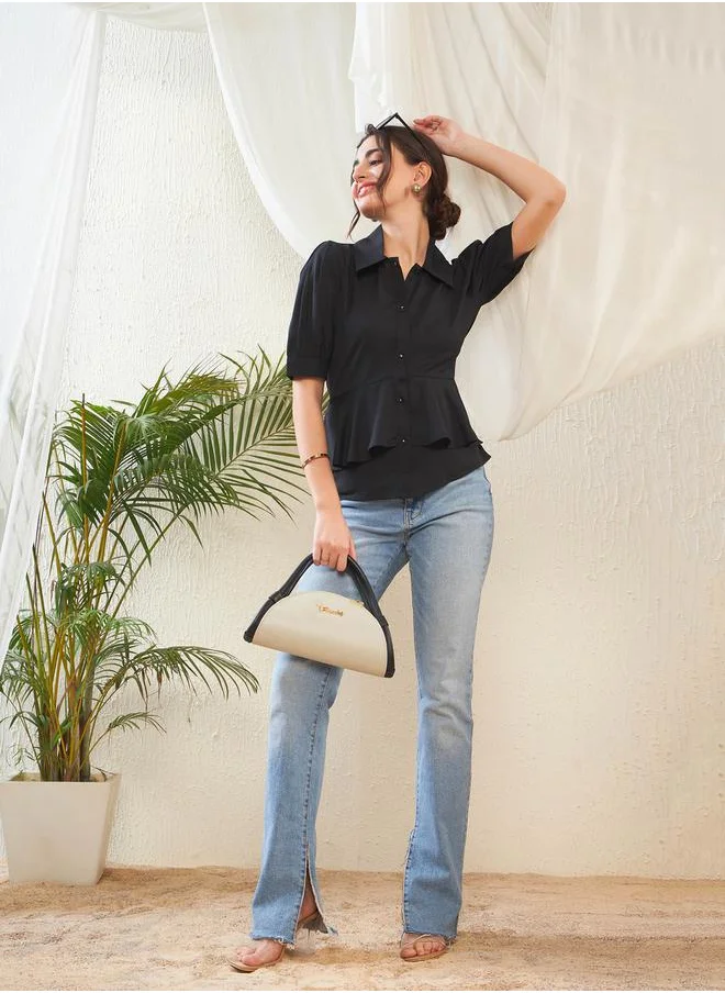 ساسافراس Frill Detail Shirt Style Blouse by Styli