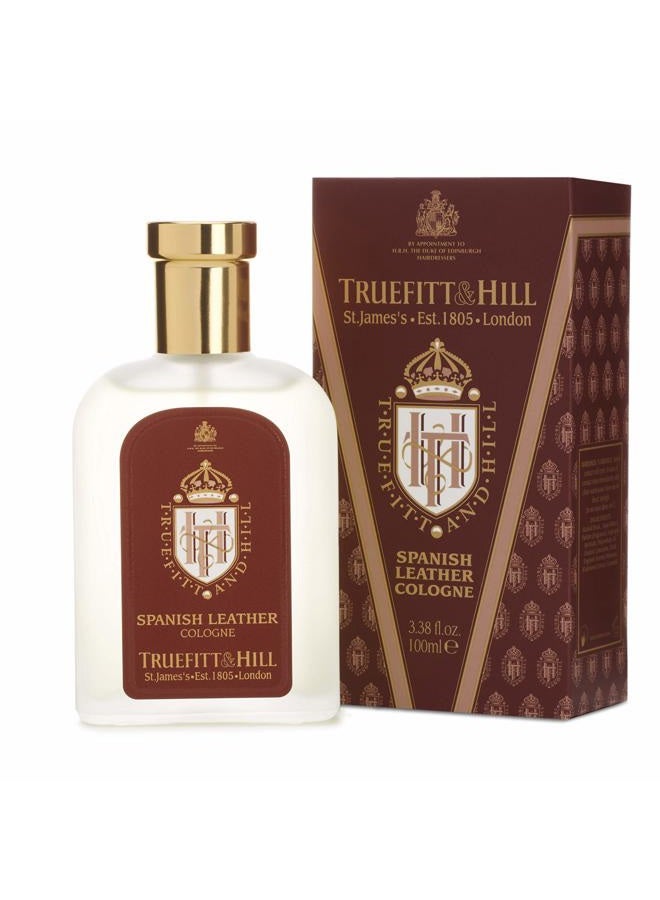 Truefitt & Hill Luxury Cologne - Spanish Leather - Premium Long-Lasting Fruit and Wood Men's Fragrance Presented in a Beautifully Etched Traditional Atomizer Bottle - 3.38 oz. - Image 1