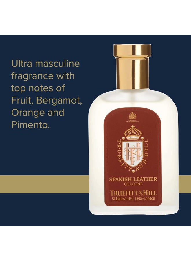 Truefitt & Hill Luxury Cologne - Spanish Leather - Premium Long-Lasting Fruit and Wood Men's Fragrance Presented in a Beautifully Etched Traditional Atomizer Bottle - 3.38 oz. - Image 3