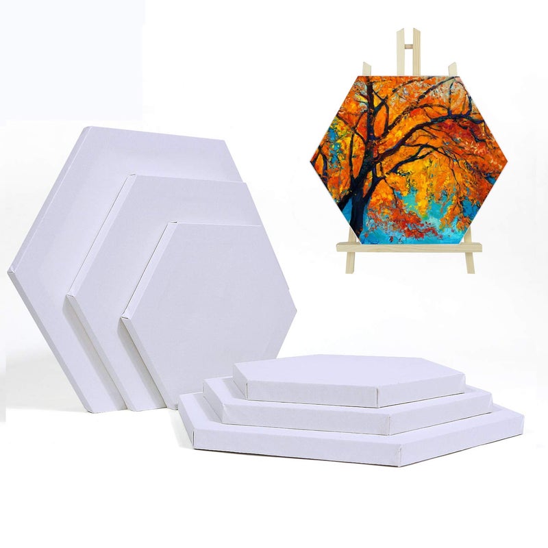 QUIENKITCH Painting Canvas Panel Hexagon Stretched Boards 100 Cotton Primed Blank Canvas Frame Set of 6 810 12 for Students Artist Hobby Painters Beginners Oil Painting 