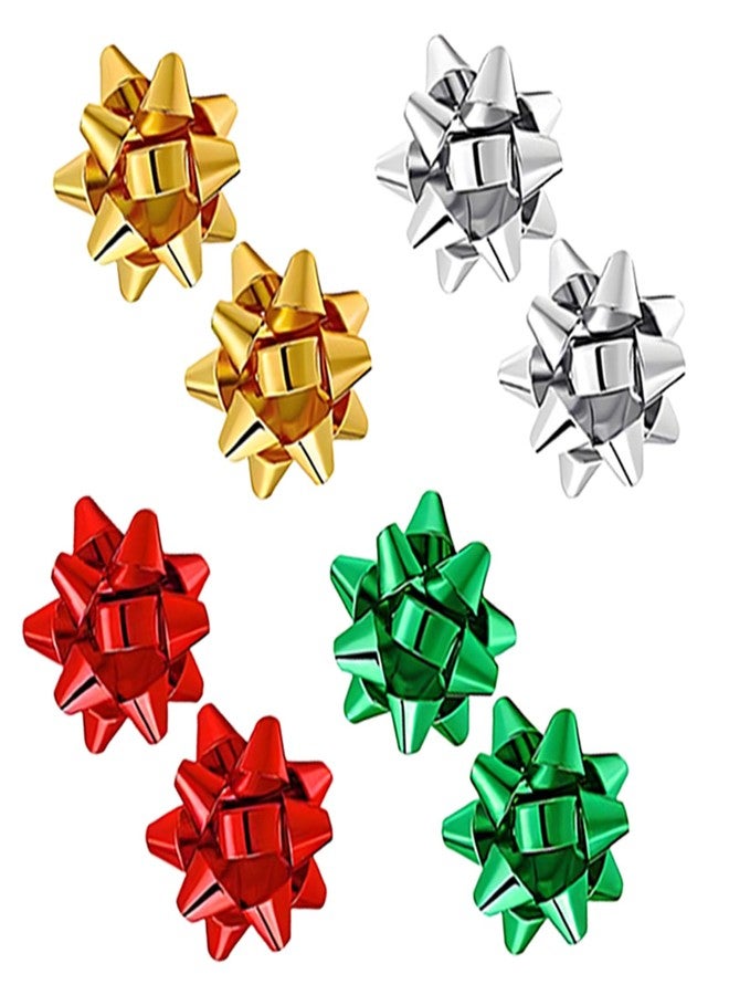 RLHRNDE 4 Pairs Christmas Bow Earrings Set for Women Red Green Xmas Bow Festive Holiday Earrings Interesting Clothing Matching Accessories Christmas Jewelry Gifts (Glossy Surface) - Image 1