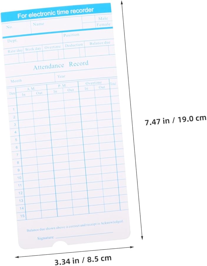 Angoily Premium Cardboard Attendance Cards For Office Recording Machines 50 Pack - Image 3