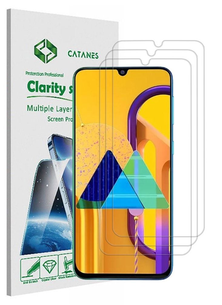 CATANES 3 Pack For Samsung Galaxy M30 Screen Protector Tempered Glass Full Glue Back  - Image 1
