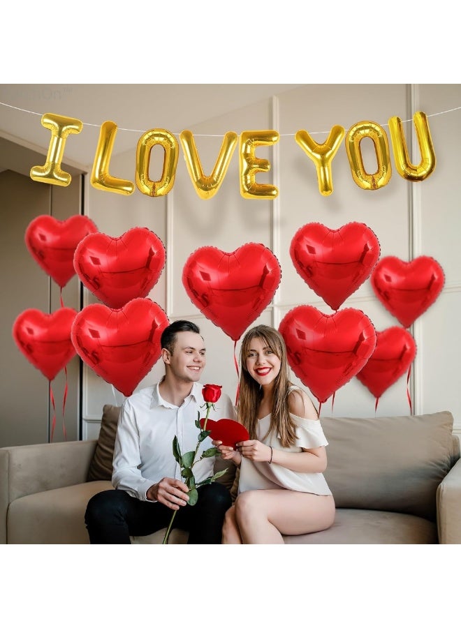 I Love You Balloons and Heart Balloons Kit – Pack of 28 – Valentines Day Decorations for Party | Valentines Day Balloons | Valentine Balloons | Pack of 10 Foil Mylar Red Heart Shaped Balloons 18 Inch - Image 5