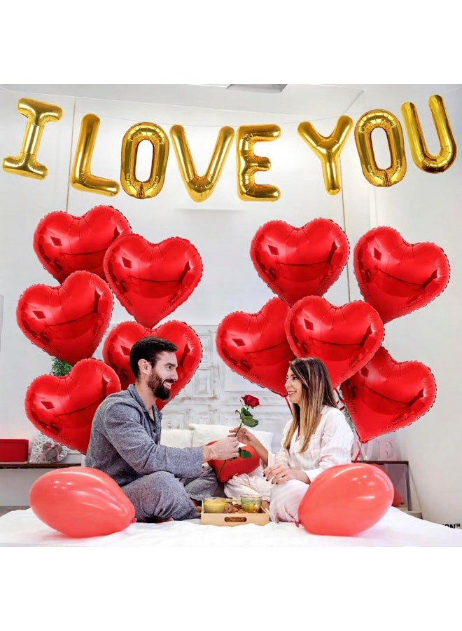 I Love You Balloons and Heart Balloons Kit – Pack of 28 – Valentines Day Decorations for Party | Valentines Day Balloons | Valentine Balloons | Pack of 10 Foil Mylar Red Heart Shaped Balloons 18 Inch - Image 2